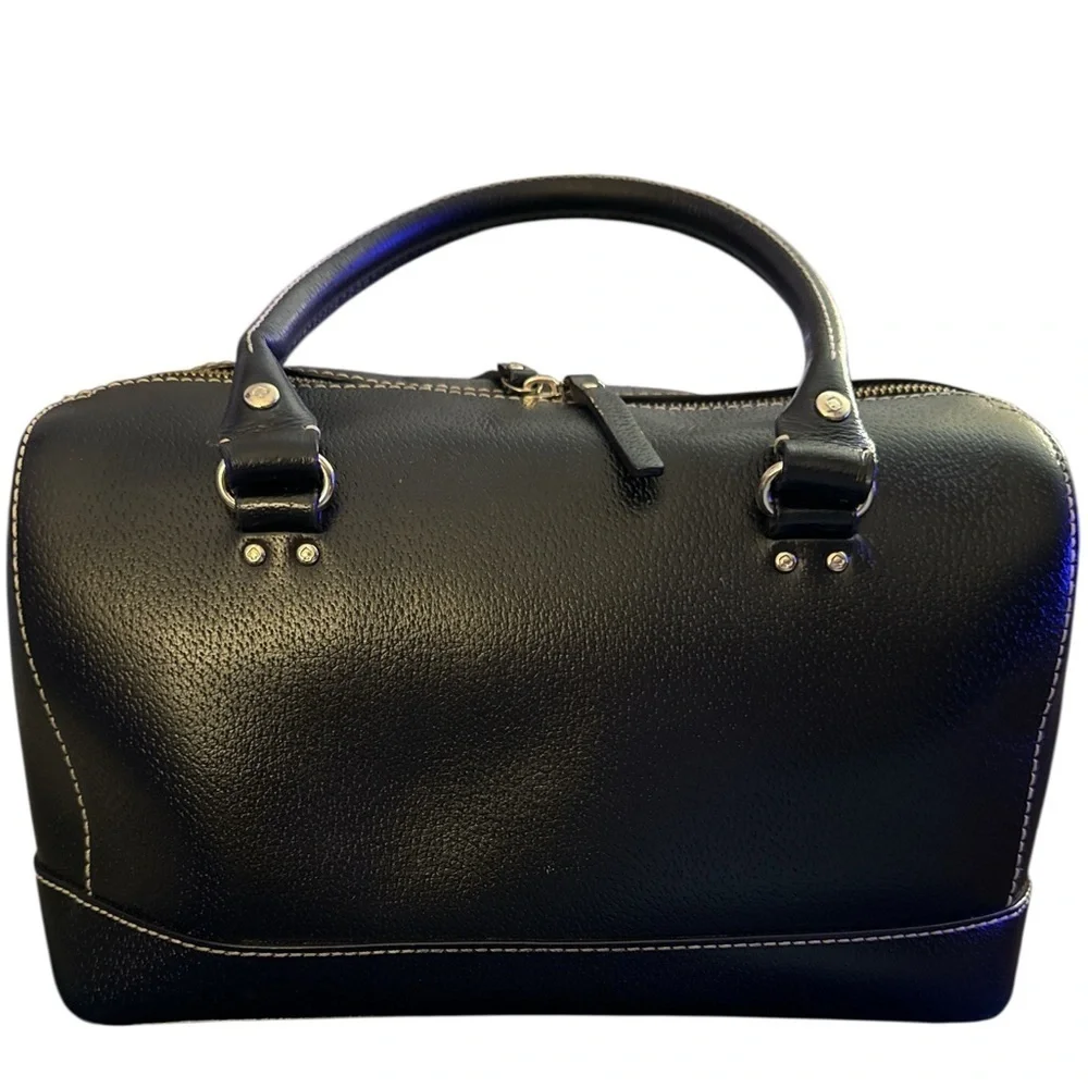 Kate Spade New York Black Leather Satchel Handbag Zip Top 12